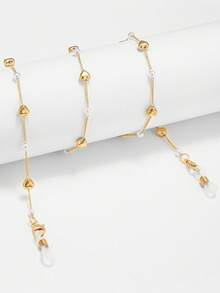 1 件时尚仿珍珠眼镜链、颈带或太阳镜带、防丢失口罩链、西式眼镜链女士眼镜配件 - 金色 - 查看 9