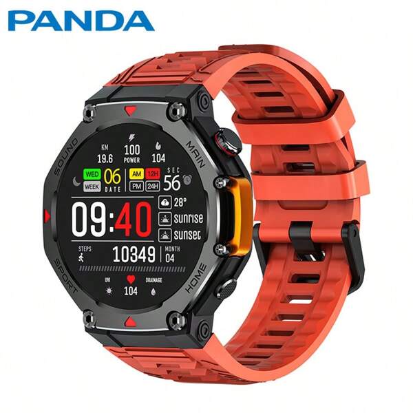 PANDA Reloj deportivo de salud con IA, tecnología inteligente con asistente de voz/monitoreo de salud/orientación deportiva IA, 1GB de gran memoria/pantalla de 1.45"/IP68 resistente al agua y al sudor, carátula personalizable con pintura a mano, seguimiento de frecuencia cardíaca, oxígeno en sangre y sueño, modos multideportivos de , natación y fitness, uso diario, de negocios y deportivo, llamadas Bluetooth/control de música, dispositivo inteligente táctil compatible con Android e iOS, batería integrada de 530mAh