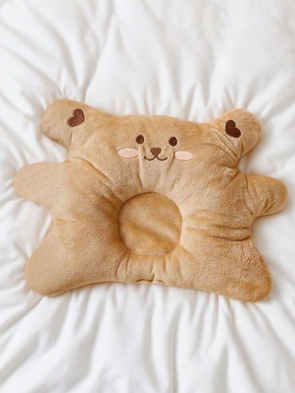 momscare 1 Pieza Almohada para bebé con patrón de bordado de oso - Suave y cómoda, adecuada para bebés de 0 a 6 meses