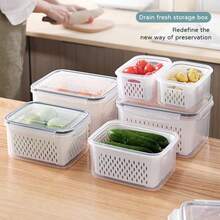 9pcs Covered Refrigerator Food Storage Container, Multifunctional Sealed Fresh-Keeping Box For Fruits And Vegetables, Drainage Box And Refrigerator Storage Box, Kitchen Refrigerator Storage Box, Restaurant Kitchen Supplies