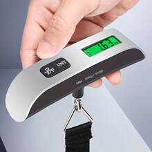 Portable Digital Luggage Scale With Backlit LCD Display - Ergonomic T-Shaped Design, 110 Pounds/50 Kilograms Capacity, Battery Powered, Unit Conversion (Kg/Pound/Ounce/Gram), Black Strap For Easy Carrying - Travel Essentials, Luggage Weighing | Compact Scale | Sturdy Shoulder Strap - 銀色 - 查看 3