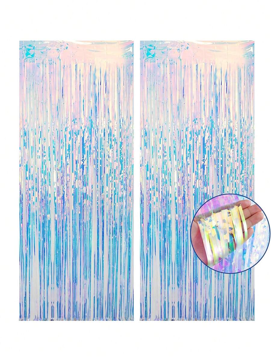 Gói 3 Rèm tua rua tiệc lấp lánh hình dải ruy băng neon trong suốt, rèm tua rua lá kim tuyến lấp lánh, rèm phông nền chụp ảnh kim tuyến kim tuyến cho tiệc sinh nhật nàng tiên cá kỳ lân, trang trí tiết lộ giới tính, trang trí tiệc chào đón em bé, trang trí tiệc cưới độc thân - Nhiều màu - Xem 1