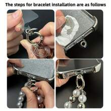 Pink Butterfly Newspaper Pattern, Equipped With Pearl Bracelet Lanyard, New Fashionable Design, Unisex High-End Protective Hard Case Suitable For 16, 15, 14, 13, 12 11 Pro Max/ Pro/ Plus Phone Cases.