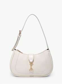 1个复古简约新月形可调节单肩包，适合约会、外出、聚会