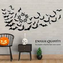 12pcs Halloween Black Bat 3D Halloween 12 Bats Stickers Wall Decoration Party Decoration