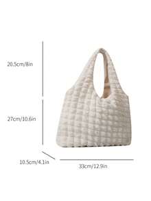 别致的云朵、泡泡和花朵印花单肩包，女学生新款背心包，简约帆布购物手提包，书包，便携，可折叠，大容量，适合少女、女大学生、大学、中学、高中 - 彩色 - 查看 2