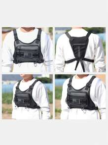 Men's Tactical Vest Bag Functional Casual Personalized Outdoor Bag Ins Vest Bag Men's Chest Bag Workwear Sports Backpack Practical PU Leather Chest Bag Running Vest Tools
