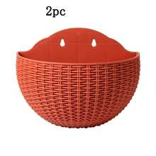 1 件装人造藤壁挂半圆形花盆，无需钻孔阳台悬挂花篮，休闲壁挂式水培花盆 - 彩色 - 查看 18