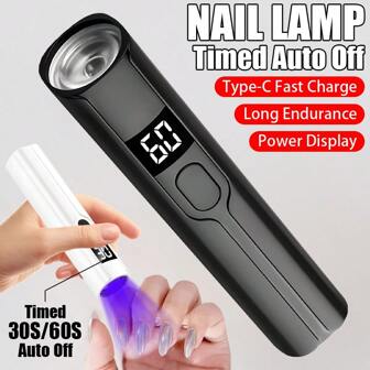 1PC LED Nail Lamp, Handheld UV Light For Nail Art, Digital Display Nail Curing Lamp, USB Powered With Rechargeable Lithium Battery, Push Button Control, For Professional Salon Use