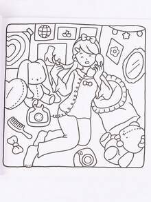 1PC Girls' Moment Coloring Book,With The Theme Of The Exquisite Life Of A Girl Living Alone,Makes Your Leisure Life Full Of Fun,For School Supplies,Back To School - Multicolor - View 4