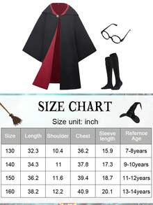 Children's Witch Costume, Magic Witch Robe Cloak Accessories, Halloween Carnival Cosplay Props - Black - View 9