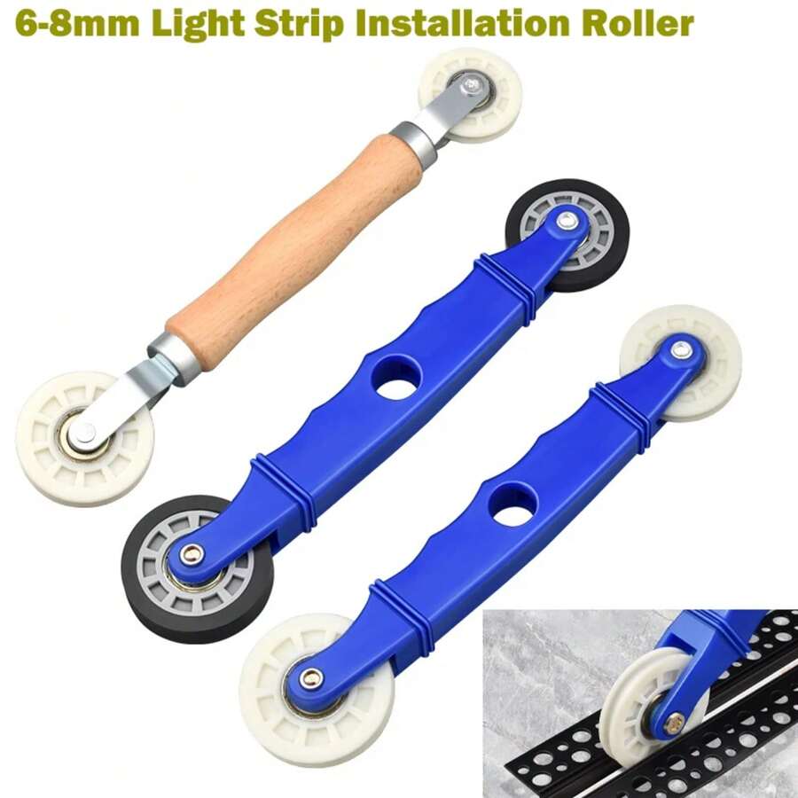 Rodillo de instalación de tira de luz de 6-10mm, herramienta de instalación de tira de luz LED, barra dura de ABS con ranura en U, herramientas de montaje rápido - Mango de madera - Ver 1