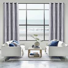 Beige And Black% Blackout Geometric Pattern Curtains, 52 Inch Wide 96 Inches Long 2 Panels, Thermal Insulated Noise Reducing Anti-Rust Grommet Drapes Bedroom Living Room,, Modern Style, Energy-Efficient - 灰藍色和銀色 - 查看 2