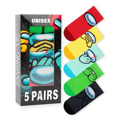  Vanilla Underground X Among Us Boys Multicolor Calf Socks Set Of 5 | Among Us Crew Socks | Officially Licensed Merch
