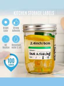 100pcs, Coloured Freezer Labels Food Storage Labels Stickers, Fridge Stickers Removable For Food Containers, Freezer Meal Tags For Kitchen Organization, Back To School, School Supplies, School, Aesthetic School Supplies, Stationery - White - View 4