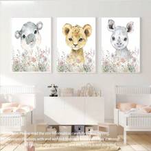 1 Canvas Hanging Picture, Easy To Hang, Bohemian Nursery Wall Art Print, Nursery Decor, Bohemian Kids Room, Boys Room Art, Kids Room Wall Art, Baby Animal Prints, Pastoral Decor.