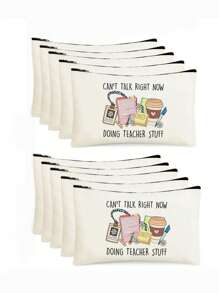 1 PEÇA/5 PEÇAS/10 PEÇAS Organizador de Maquiagem com Tema de Professor de Carta do Arco-Íris, Estilo Y2K Impressão de Letra do Arco-Íris Letra Colorida Design Engraçado Necessaire Portátil para Viagem, Bolsa de Maquiagem, Organizador de Maquiagem, Armazenamento de Maquiagem, Bolsa de Cosméticos, Bolsa de Higiene, Capacidade Grande, para Férias, Praia, Banheiro, Coleção de Quarto