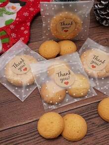 100 个自封波尔卡圆点磨砂袋 - 透明带白点，适合饼干、糖果、节日礼物和烘焙用品、烘焙必需品 - 無色 - 查看 1