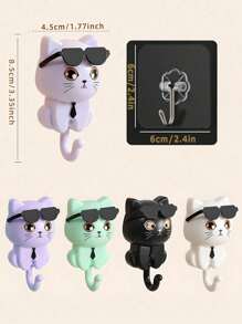 Creative Cartoon Cat Shaped Keychain Hook, Paste Wall Hanging, No Drilling, Easy To Install, Plastic Casual Style Coat Rack With Glasses Gravity Function, Suitable For Home, Kitchen, Bathroom, Bedroom, Office - Casual Style Wall-Mounted Plastic Keychain Rack, Easy To Install, Can Hang Hats, Keys, Towels, Scarves, Bags, No Hole Punching Home Bathroom Decoration, Bathroom Storage For All Seasons