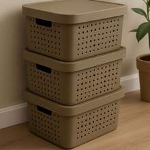 Kit 3 Organizer Baskets 17 Liters With Lid Multipurpose Organizer Box Various Colors - Mixx Nova - 灰色 - 查看 1