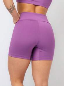 Kit 2 Women's Fitness Shorts High Waist Zero Transparency Blackout Gym Basic Bermuda Shorts Women's Crossfit Yoga - 粉紅色+紫色 - 查看 6