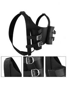 1 件中世纪欧洲文艺复兴 COSPLAY 服装，配有可调节皮革肩带、双剑腰带和腰套