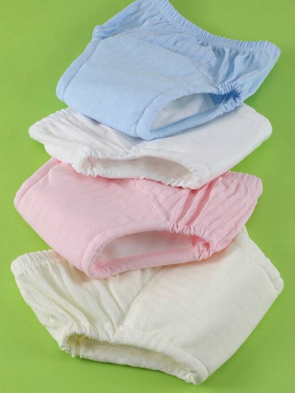 4/3pcs Newborn Potty Training Pants, Suitable For Summer, Breathable And Soft, Washable Toilet Training Underwear For Boys And Girls, Leak-Proof And Absorbent, Reusable Diapers, Baby Diaper Liners, Fit For Infants