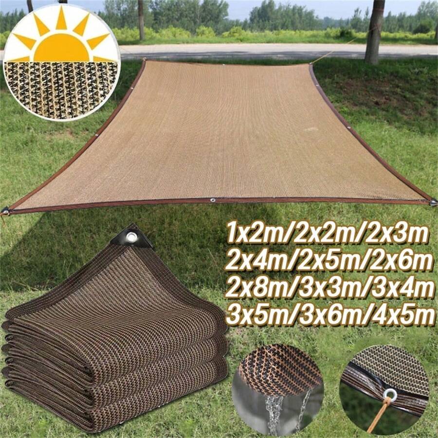 1PC Coffee Color Sun Shade Net Anti-UV Sunshade Terrace Balcony Fence Privacy Mesh Garden Plants Sun Shelter Shed Sail - 1*2M/2*2M/2*3M/2*4M/2*5M/2*6M/2*8M/3*3M/3*4M/3*5M/3*6M/4*5M/4*6M