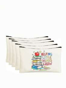 1 PEÇA/5 PEÇAS/10 PEÇAS Organizador de Maquiagem com Tema de Professor de Carta do Arco-Íris, Estilo Y2K Impressão de Letra do Arco-Íris Letra Colorida Design Engraçado Necessaire Portátil para Viagem, Bolsa de Maquiagem, Organizador de Maquiagem, Armazenamento de Maquiagem, Bolsa de Cosméticos, Bolsa de Higiene, Capacidade Grande, para Férias, Praia, Banheiro, Coleção de Quarto