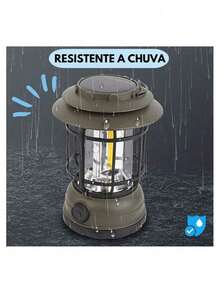 Lampião Lanterna Led Retro Bateria Recarregavel Usb Camping Viagem Alta Duracao Multifuncional Luminaria Luz Emergencia - Preto - Visão 8
