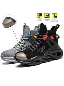 Un par de botas con punta de acero para hombres, anti aplastamiento y anti perforación, para uso diario en el almacén, entrenador de trabajo para hombres, anti deslizante para taller de forja para mujeres, botas para sitio, zapatos de trabajo para exteriores, zapatos de oficina para ir y venir, zapatos deportivos para exteriores, zapatos de senderismo para exploración al aire libre, regalos para familiares y amigos en días festivos