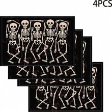 1/4/6件万圣节系列餐垫，主要属于万圣节，节日餐垫，适合派对厨房餐厅装饰，防滑耐热，万圣节快乐餐垫农舍室内厨房餐桌装饰家庭派对，适用于厨房餐桌，室内/室外可洗餐垫可擦拭桌垫。