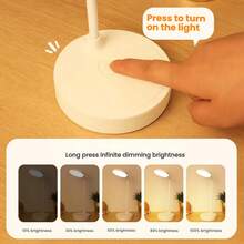 USB 可充电 LED 台灯、台灯、LED 护眼台灯、USB 线供电阅读灯、无限可调光装饰夜灯，三级亮度可调，可在白色/中性色/暖光模式之间切换，并具有小夜灯功能，保护眼睛，非常适合家庭办公室阅读和学习 800mAH