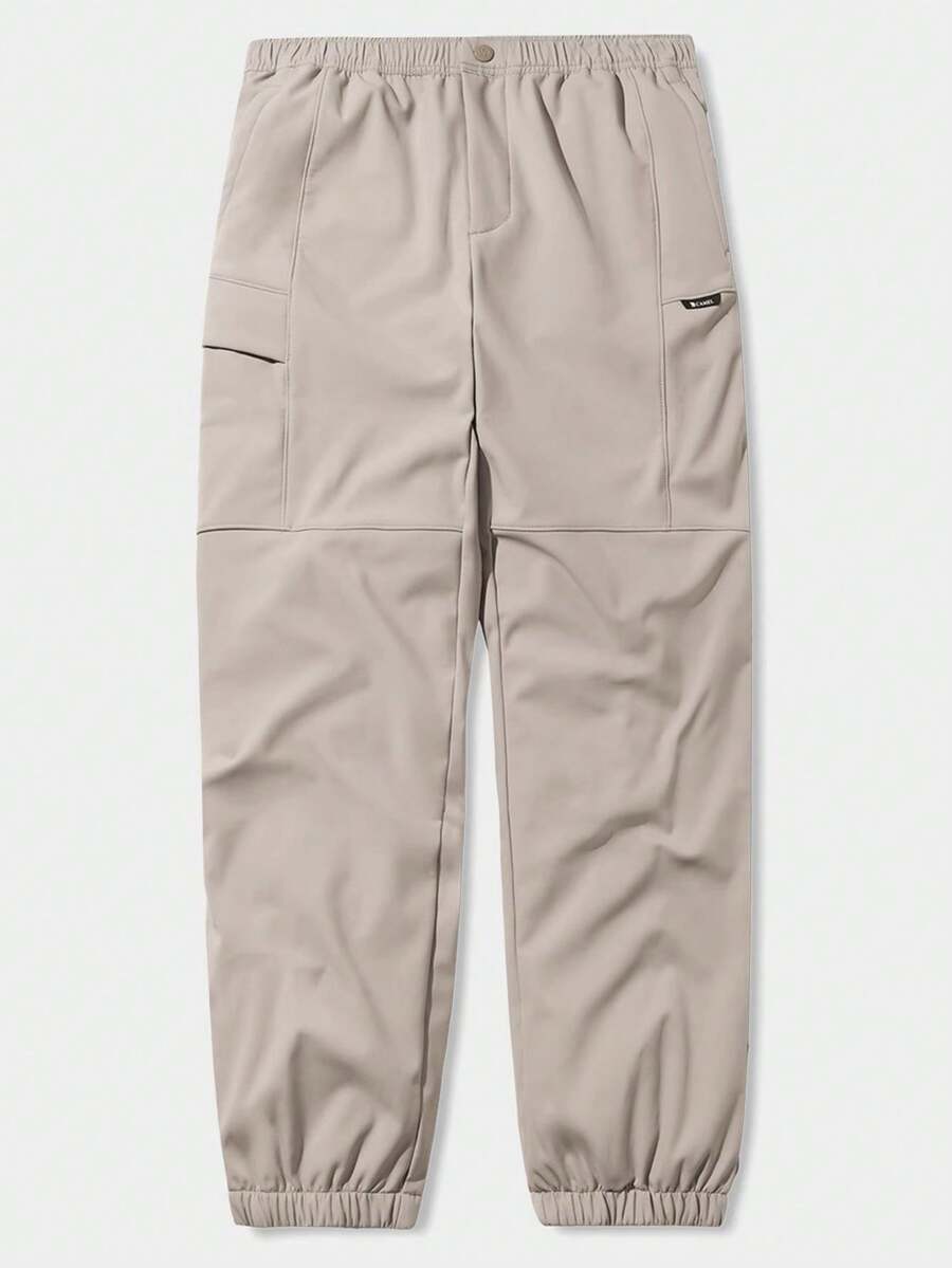 CAMEL CROWN 大码女式天鹅绒运动裤，防水棉质休闲宽松裤 - 沙漠灰 - 查看 1