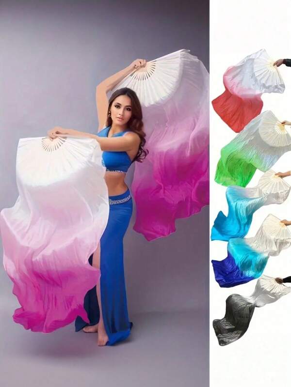Long Silk Fan, Long Floating Head, Double-Sided Silk, Adult Dance Props, Square Dance Performance, Twisted Yangko, Extended Fan