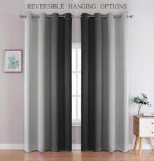 G2000 Blackout Curtains & Drapes For Bedroom Living Room 84 Inches Long Purple And Greyish White Room Darkening Window Treatments Ombre Thermal Insulated Light Blocking Grommet Backdrop 2 Panels Set-FUNALING - 灰色 - 查看 2