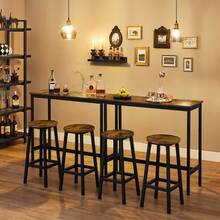 Bar Table And Chairs Set, Kitchen Bar Table With Bar Stools Set Of 2, Dining Table Set, Industrial Steel Frame, Rustic Brown And Black - Rust Brown - View 1