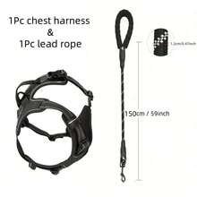 Upgraded Pet Leash & Harness Set For Walking Dogs, Cat Chest Strap, Walking, Anti-Escape, Anti-Bite, Durable, Reflective, Breathable, Suitable For Small/Medium/Large Dogs