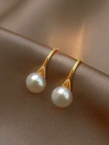 1 Pair Natural Faux Pearl Earrings, Suitable For Daily Wear - Multicolor - View 2