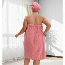 1 Set Bathrobe & Hair Towel, Plus Size Up To 300lbs, Large Absorbent Bathrobe & Wrap Skirt