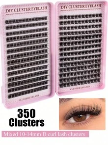 MEM 350pcs Individual False Eyelashes, Eyelash Book, Cluster Eyelash Extensions, DIY Cluster Eyelash Extensions For Home Use - Hitam - View 3