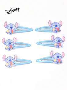 6 bucăți de cleme de păr acrilice cu design Disney Stitch, accesorii drăguțe pentru păr, colorate și la modă, potrivite pentru decor