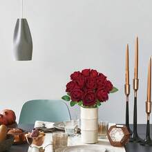 1/5/10/20/30/200 piezas Rosa roja oscura artificial, flores falsas, adecuadas para ramos de boda DIY, decoración de mesa, despedida de soltera, decoración del Día de San Valentín, baby shower, decoración del hogar - Rojo - Ver 5