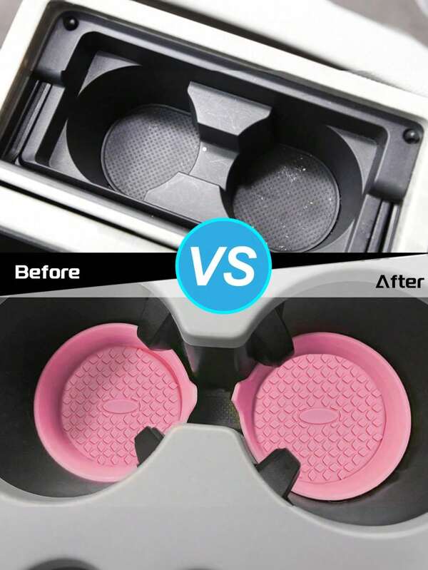 2pcs Car Coasters, Silicone Car Coasters / Coasters - Universal Non-Slip Recessed Car Interior Accessories - Car Cup Holder Insert Coasters