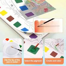 Pocket Watercolor Painting Book - Mini Watercolor Paint Pads, Fruit Pattern Watercolor Workbook Set,Travel Paint Watercolor Coloring Book Set For, Adults, Boys And Girls, Party Birthday - Pink - View 7