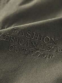 秋冬新款男士长袖夹克，翻领休闲时尚百搭夹克，多口袋军绿色纽扣夹克，复古夹克 - 卡其色 - 查看 3