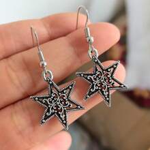 一对复古五角星耳环，圣诞节