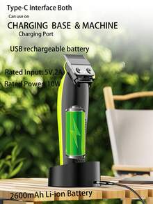Kemei 科美新款专业理发器，9900转磁力马达，男士理发器，带充电底座，型号KM-2035，高品质理发器，男士礼品 - 綠色 - 查看 4