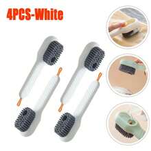 1pc Multi-Function Automatic Spot Shoe Brush Soft Hair Hand Pressure Hanging Hole Suitable For Clothing Carpet Plastic Handles - 白色 - 查看 12