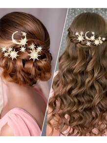 1 Stück/5 Stücke Schneeflocke Vintage Palast Stil Glashaar Stick Dekoration, universelle 6-zackige Stern Braut Haarschmuck